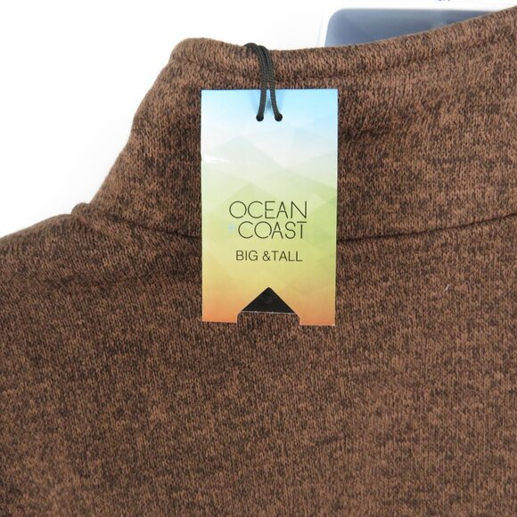 Ocean Coast Big Tall Brown Quarter Zip Pullover Sweater LT NWT $64.50 - Picture 5 of 5